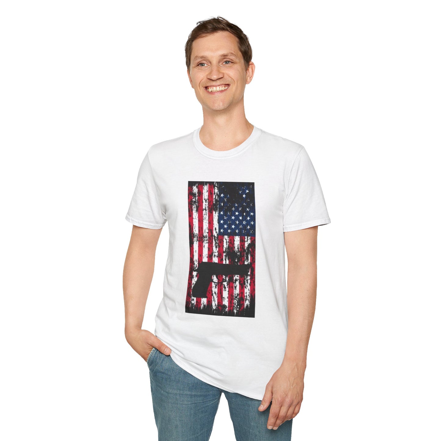 Patriotic Gun Graphic T-Shirt | Unisex Softstyle Tee
