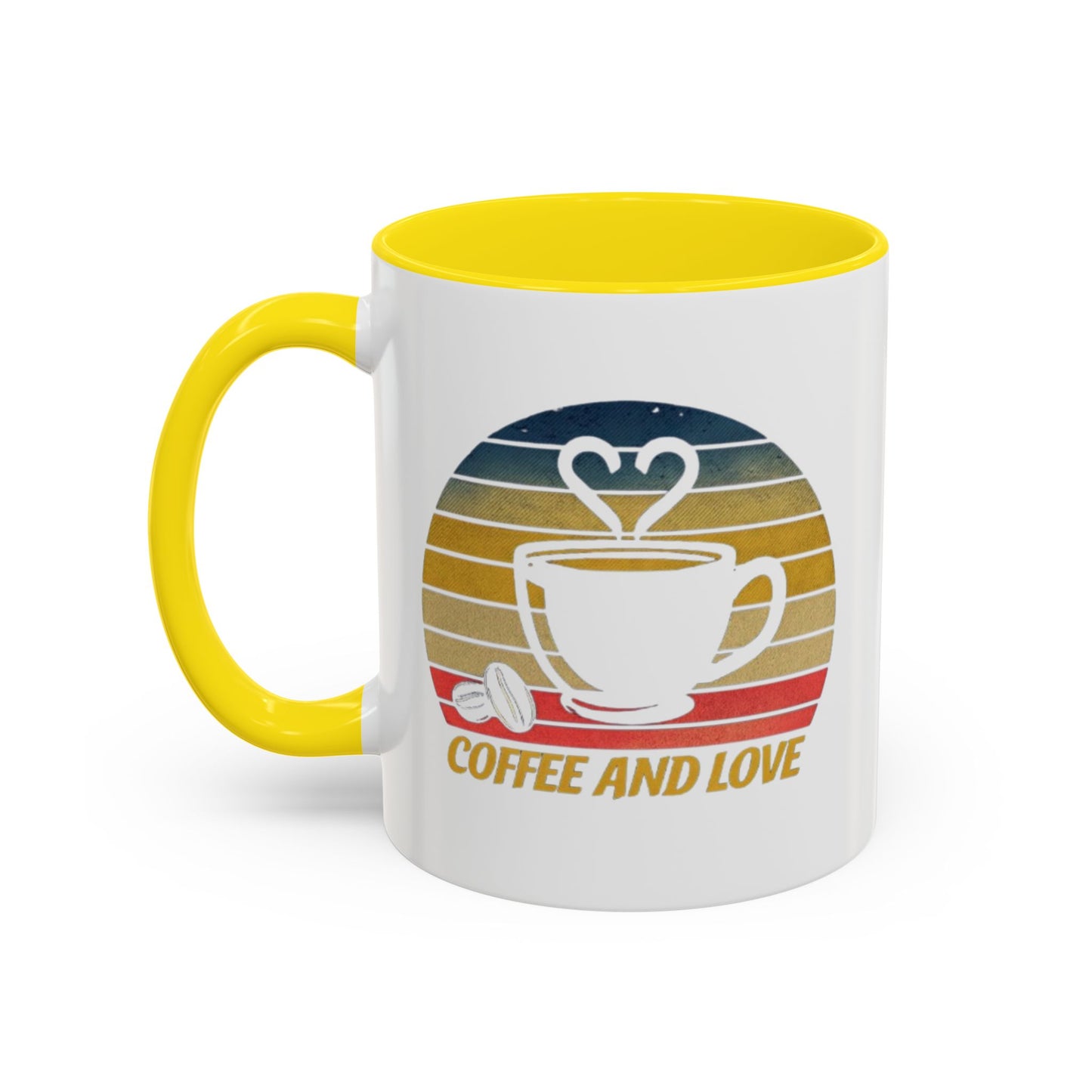 Retro Coffee and Love Mug - 11 or 15oz Accent Mug for Coffee Lovers
