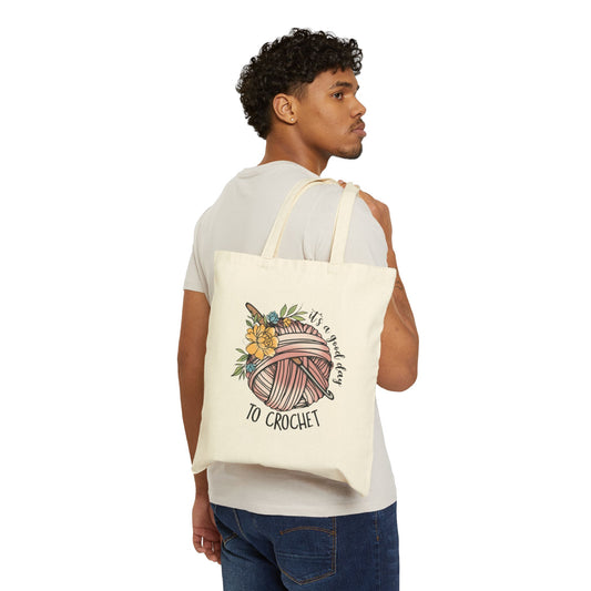 Crochet Lover's Cotton Canvas Tote Bag | Perfect for Crafters, Gift for Artists, Eco-Friendly Shopping, Yarn Storage, Birthday Gift