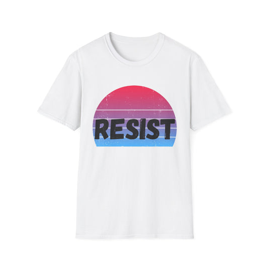 Retro Resist Unisex Softstyle T-Shirt - Bold Graphic Tee for Activists