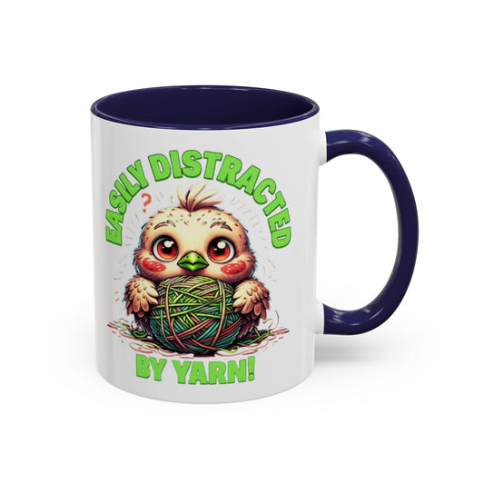 Easily Distracted Yarn Coffee Mug | Cute Animal Mug, Funny Gift for Knitters, Coffee Lover Gift, Unique Mugs for Crafters, Yarn Lover's Mug
