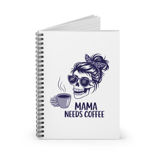 Cute Skull Coffee Lover Spiral Notebook | Mom Gift | Cute Journal for Coffee Lovers | Writing Journal | Gifts for Her