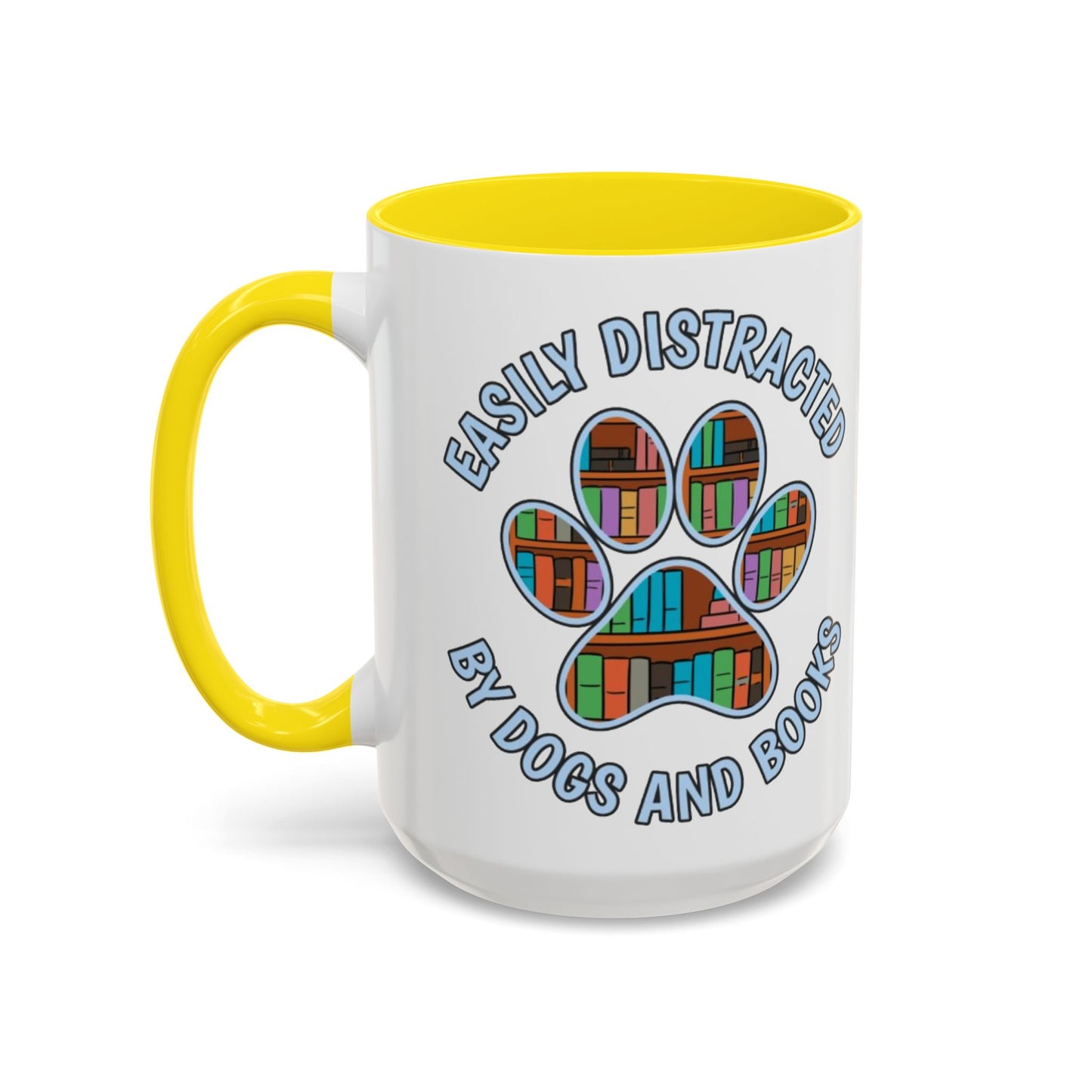 Easily Distracted Coffee Mug | Book Lovers Gift, Dog Owners Mug, Dog and Book Lover, Home Office Decor, Pet Lover Coffee Cup