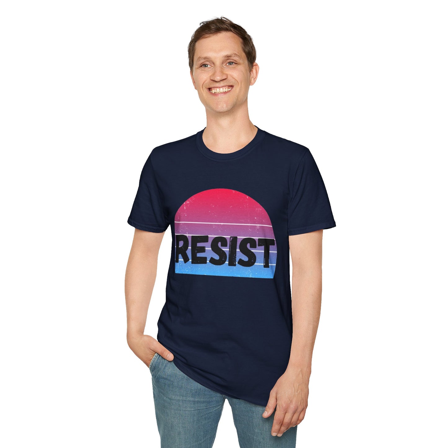 Retro Resist Unisex Softstyle T-Shirt - Bold Graphic Tee for Activists