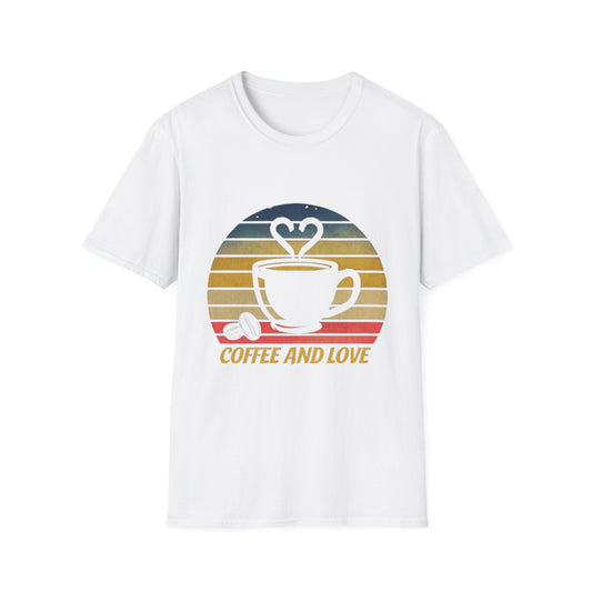 Coffee and Love Unisex T-Shirt - Softstyle Retro Design for Coffee Lovers