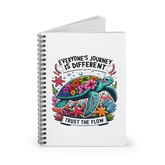 Tropical Turtle Spiral Notebook - Trust the Flow, Inspirational Gifts, Journals for Students, Cute Stationery, Eco-Friendly Notebooks