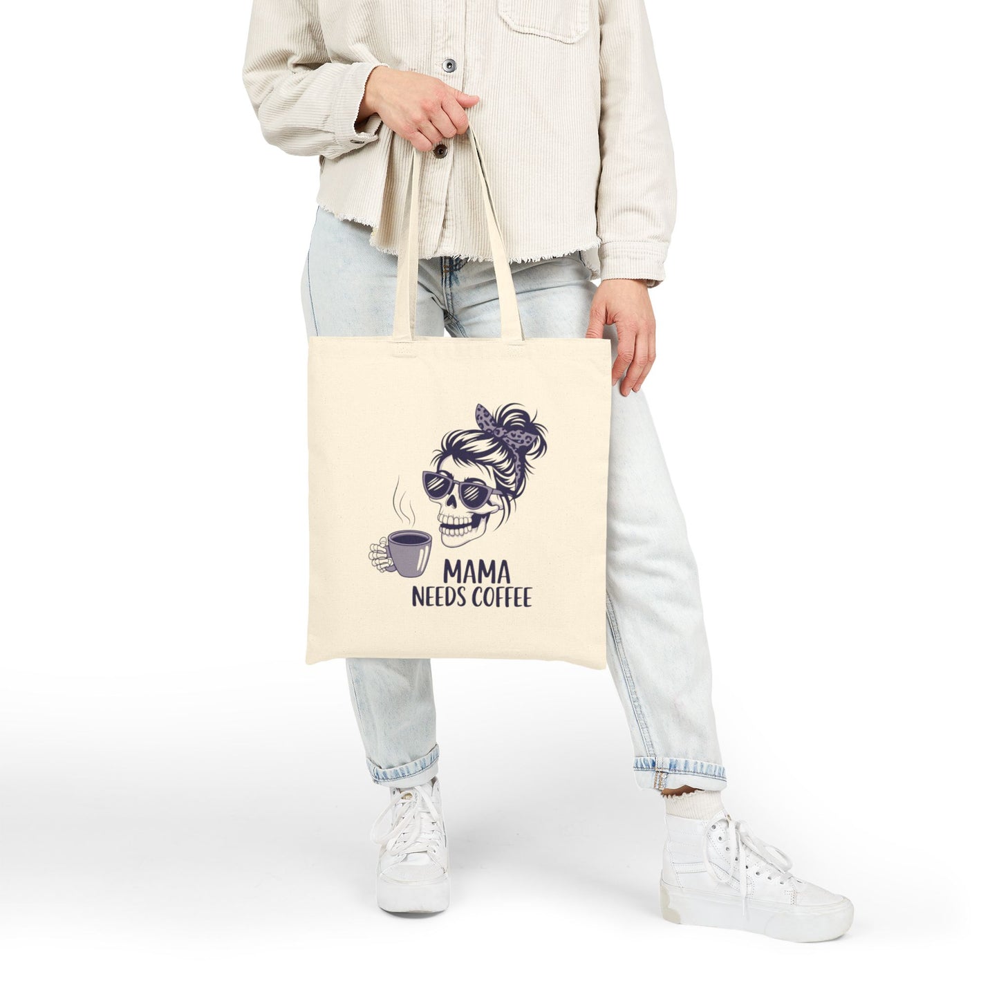 Mama Needs Coffee Tote Bag | Fun Cotton Canvas Bag for Moms | Gift for Coffee Lovers | Eco-Friendly Grocery Bag, Reusable Shopping Tote