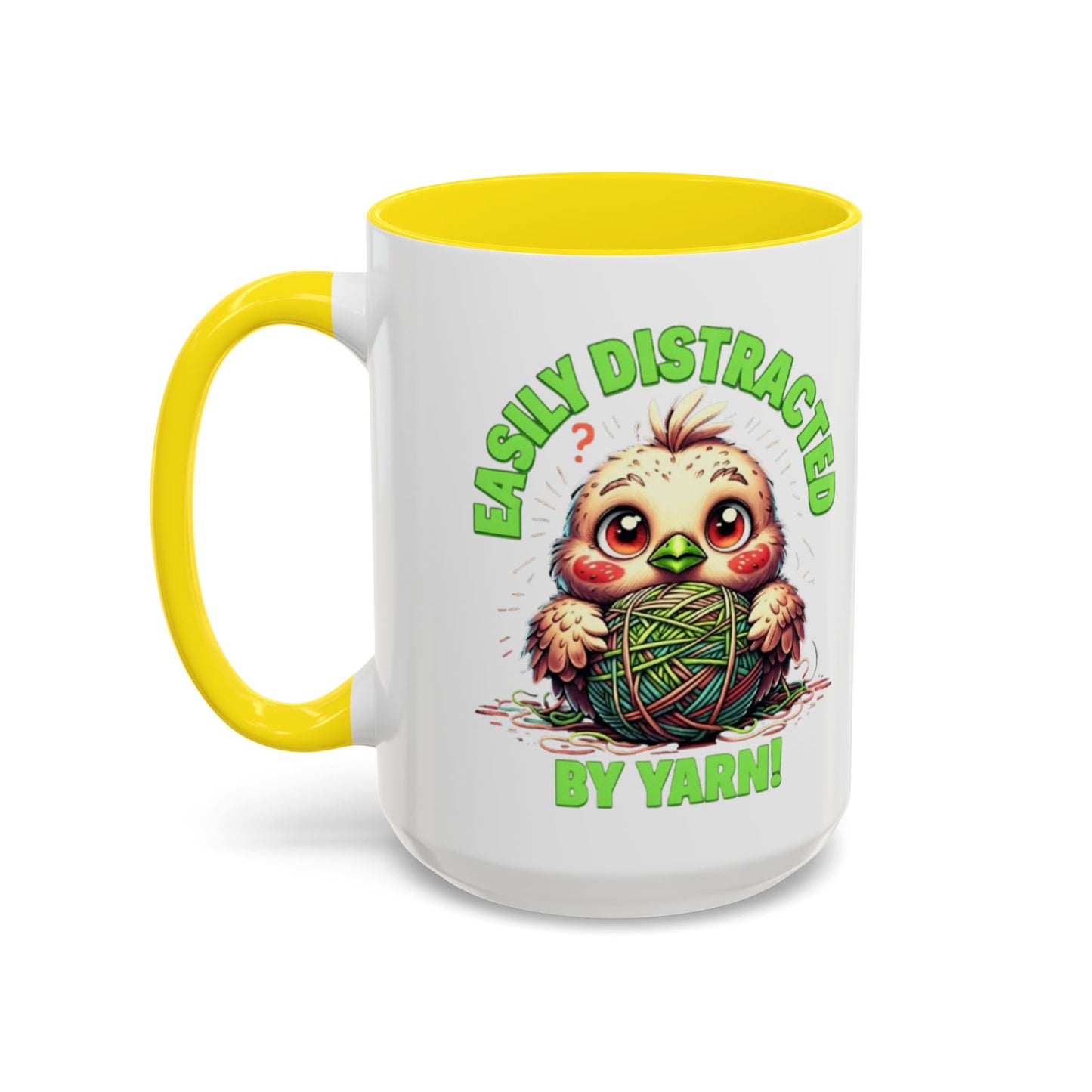 Easily Distracted Yarn Coffee Mug | Cute Animal Mug, Funny Gift for Knitters, Coffee Lover Gift, Unique Mugs for Crafters, Yarn Lover's Mug