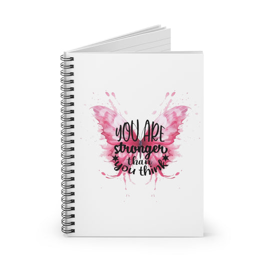 Inspirational Butterfly Spiral Notebook - 'You Are Stronger Than You Think'
