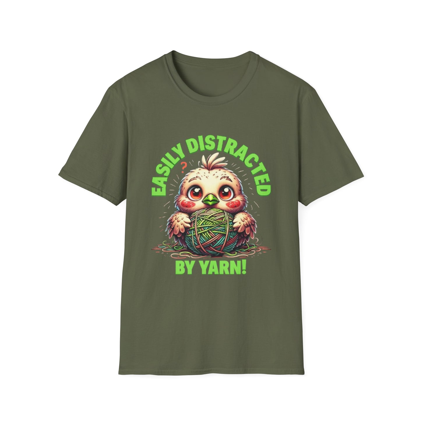 Easily Distracted by Yarn T-Shirt – Cute Unisex Softstyle Tee for Crafters