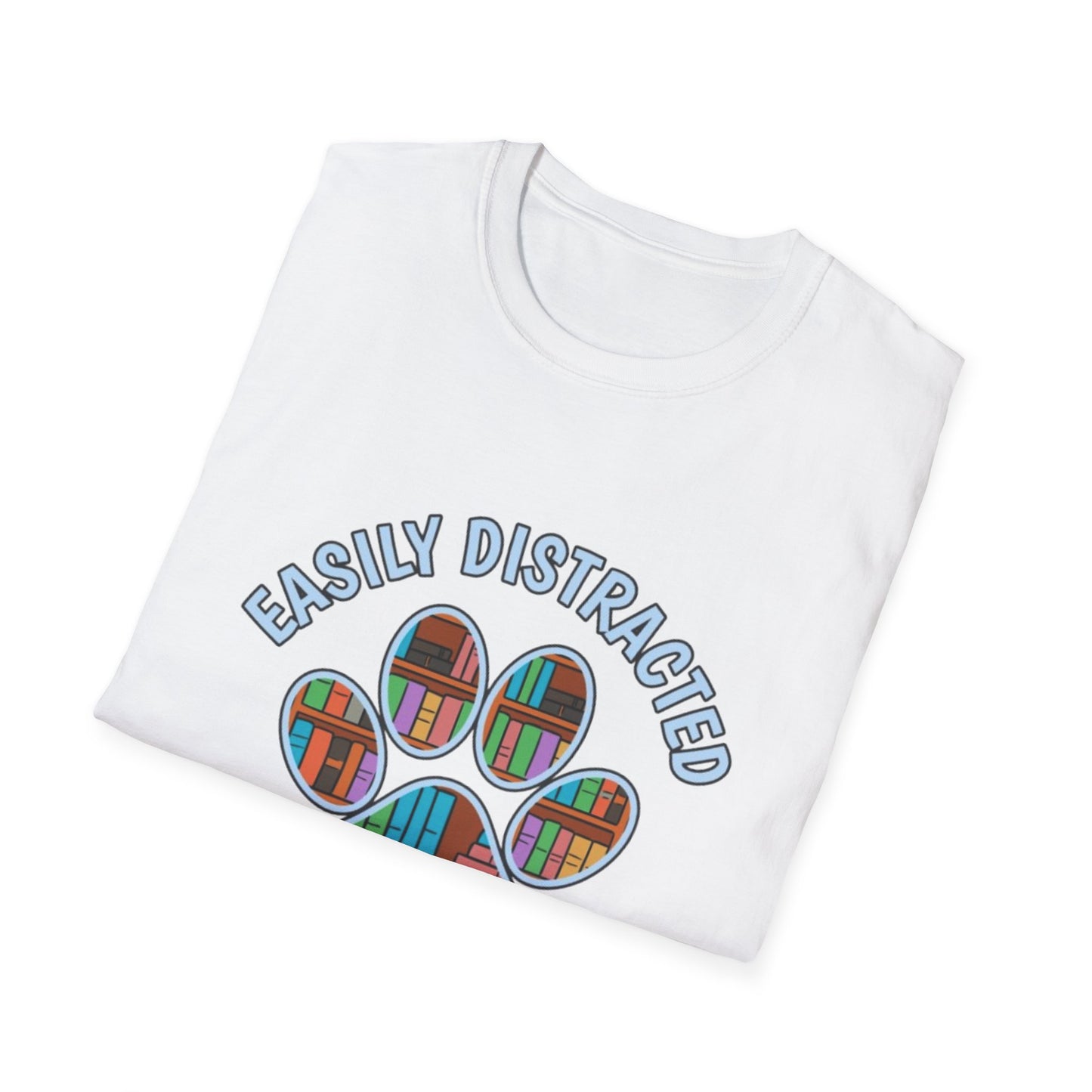 Easily Distracted by Dogs and Books T-Shirt | Unisex Softstyle Tee for Book Lovers, Dog Owners, Pet Lovers, Gifts for Readers, Cute [...]