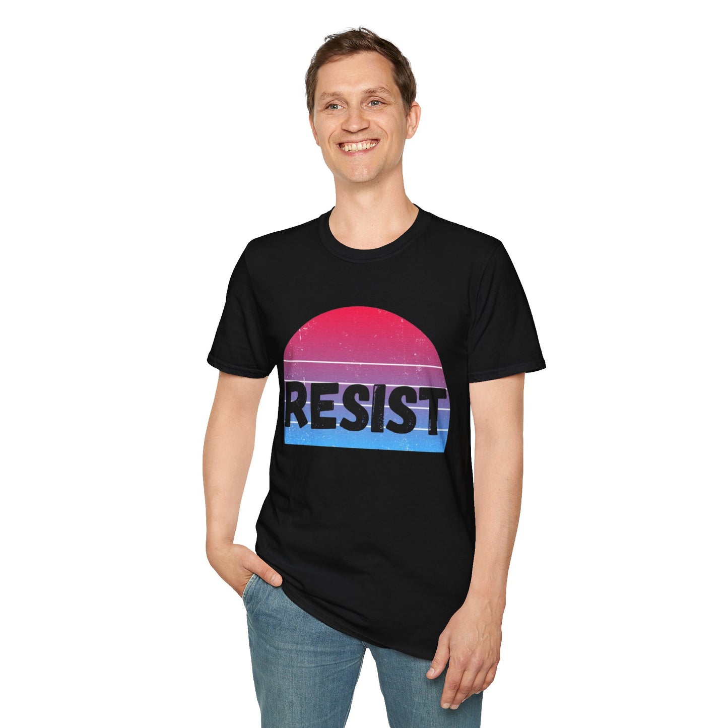 Retro Resist Unisex Softstyle T-Shirt - Bold Graphic Tee for Activists