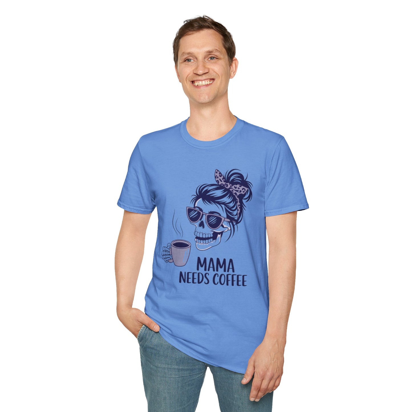 Mama Needs Coffee Unisex Softstyle T-Shirt - Fun Casual Tee for Coffee Lovers