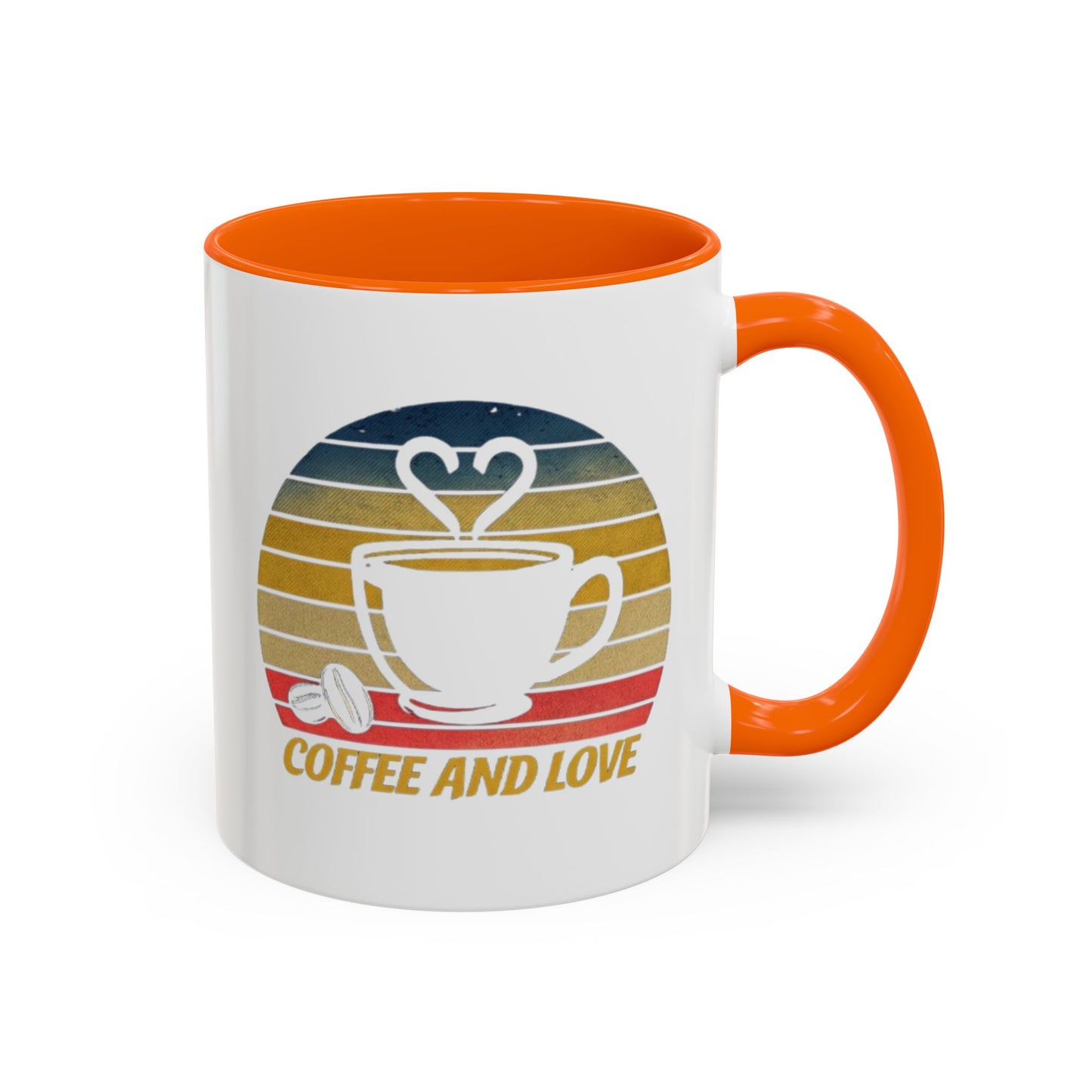 Retro Coffee and Love Mug - 11 or 15oz Accent Mug for Coffee Lovers