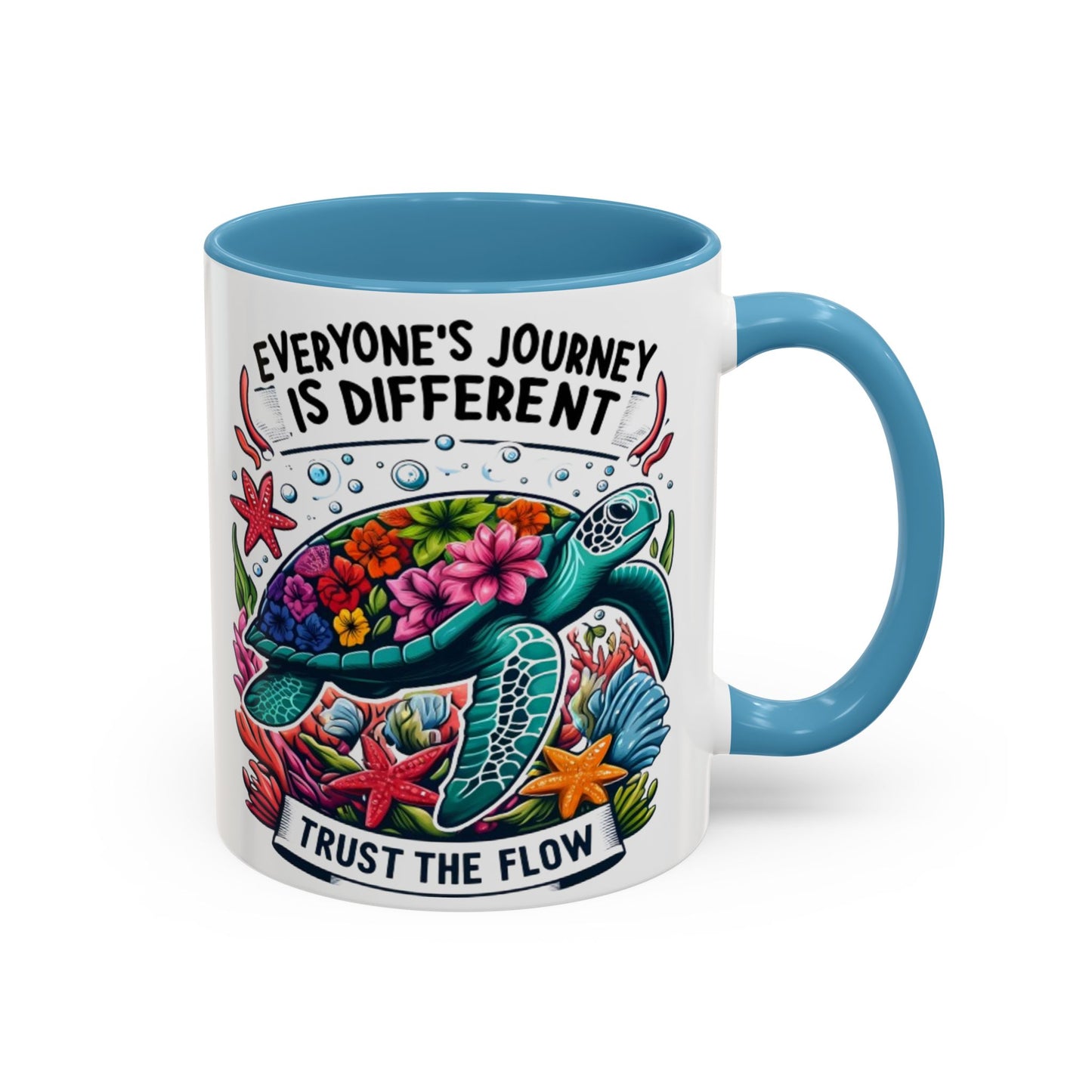 Colorful Inspirational Coffee Mug, Ocean Theme Mug, Motivational Drinkware, Turtle Design, Gift for Nature Lovers
