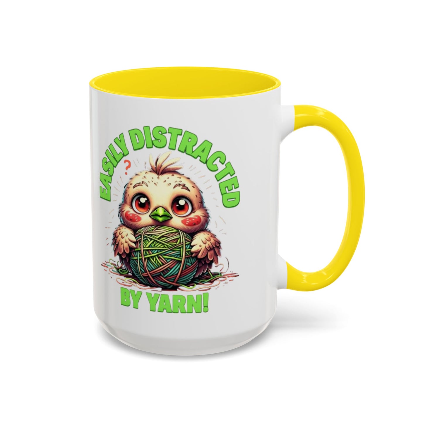 Easily Distracted Yarn Coffee Mug | Cute Animal Mug, Funny Gift for Knitters, Coffee Lover Gift, Unique Mugs for Crafters, Yarn Lover's Mug