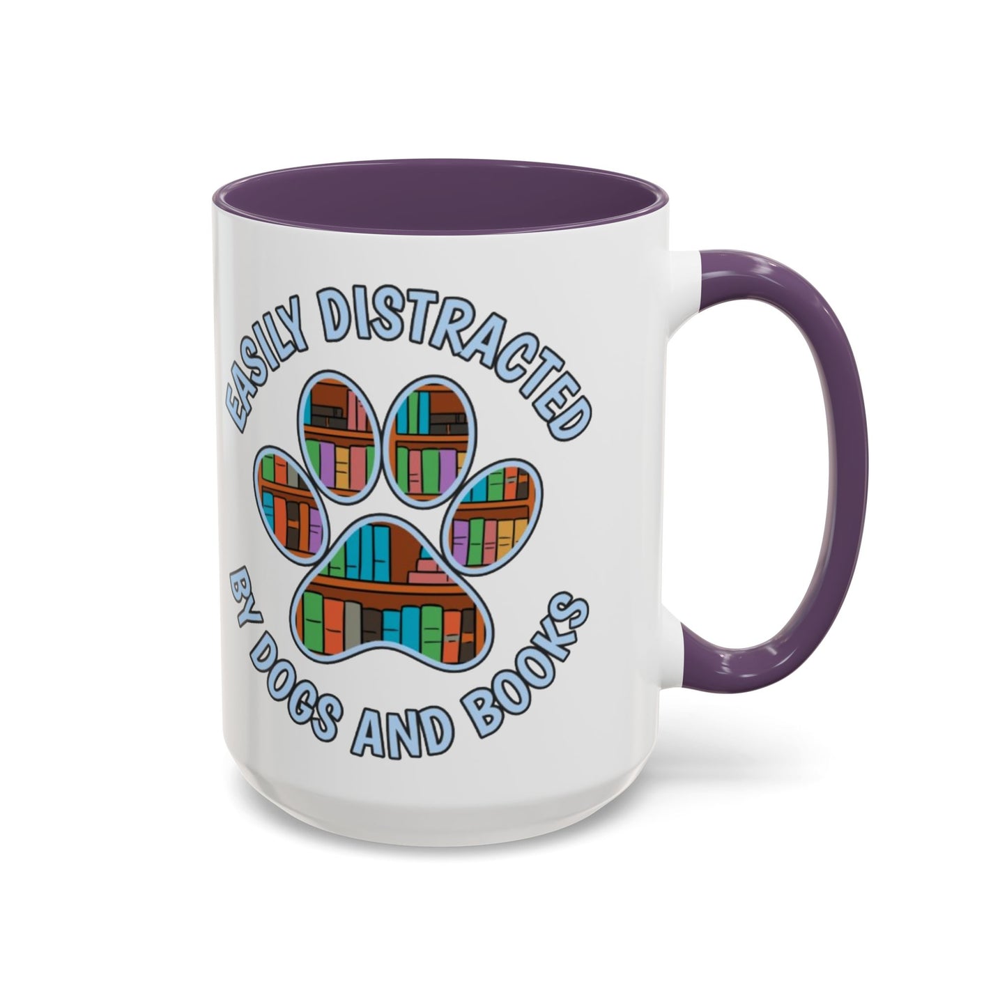 Easily Distracted Coffee Mug | Book Lovers Gift, Dog Owners Mug, Dog and Book Lover, Home Office Decor, Pet Lover Coffee Cup