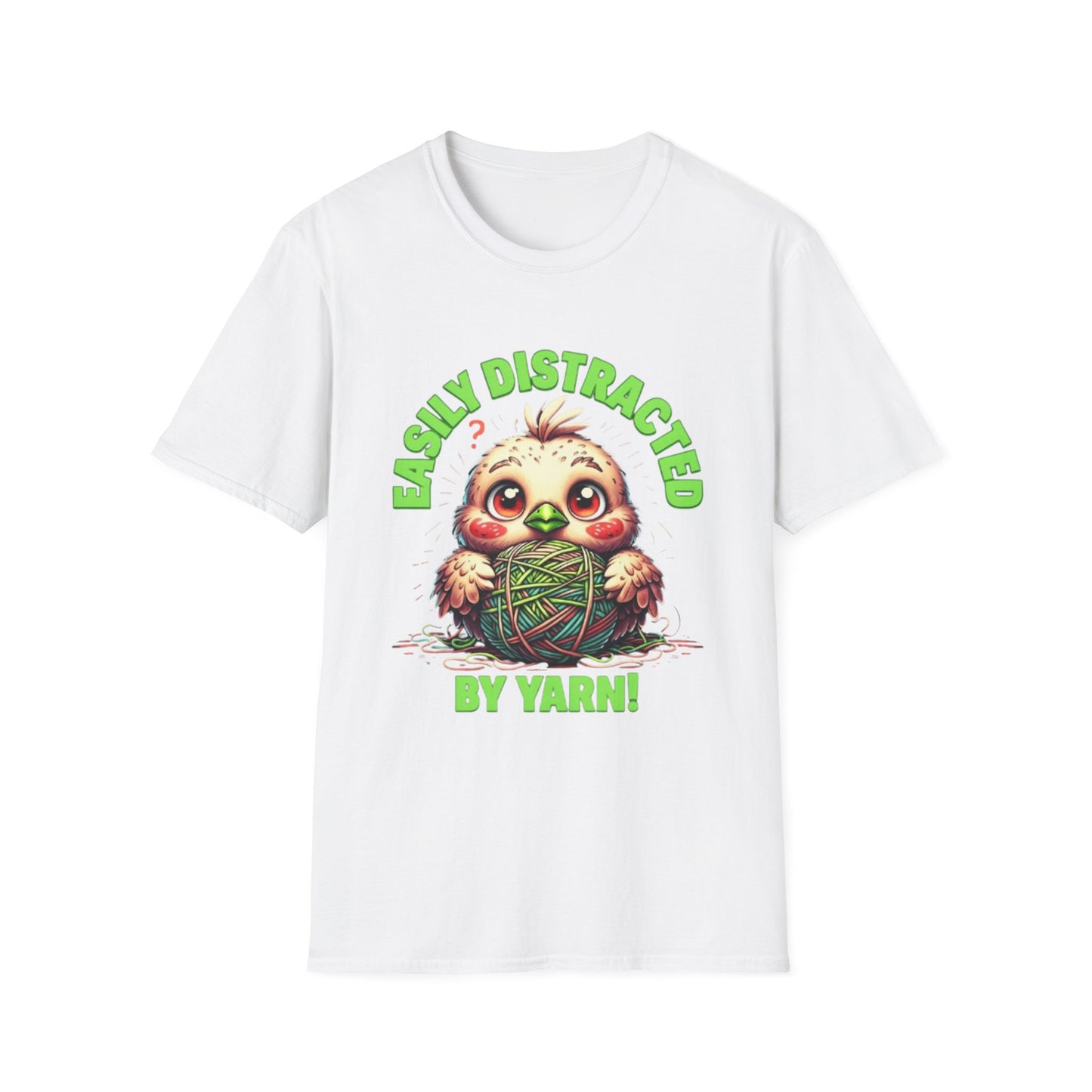 Easily Distracted by Yarn T-Shirt – Cute Unisex Softstyle Tee for Crafters