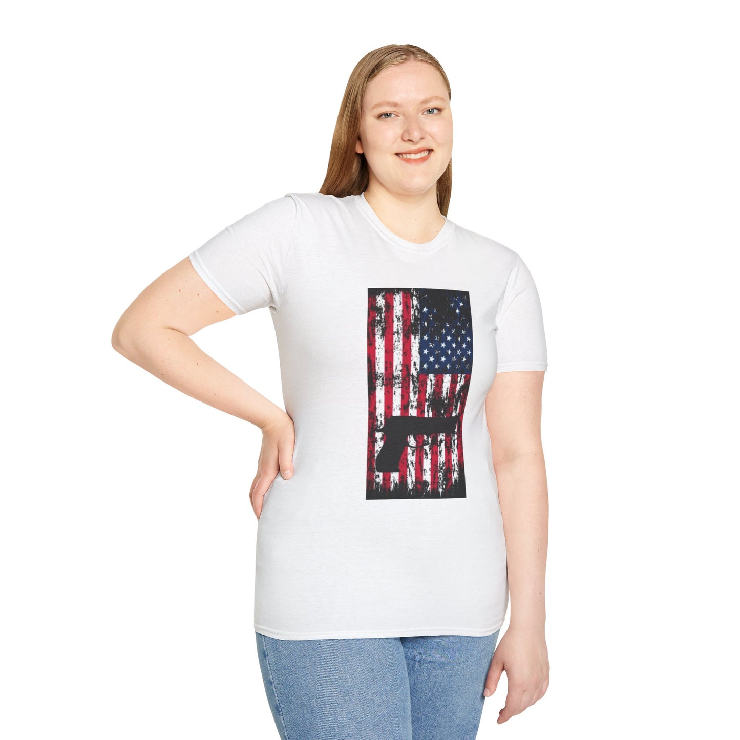 Patriotic Gun Graphic T-Shirt | Unisex Softstyle Tee