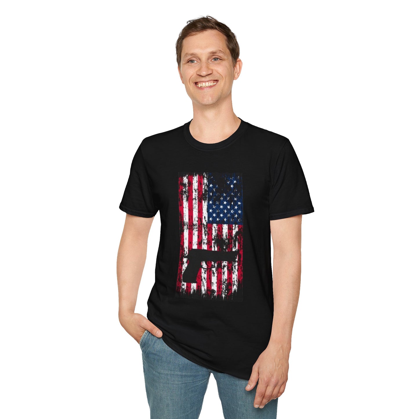 Patriotic Gun Graphic T-Shirt | Unisex Softstyle Tee