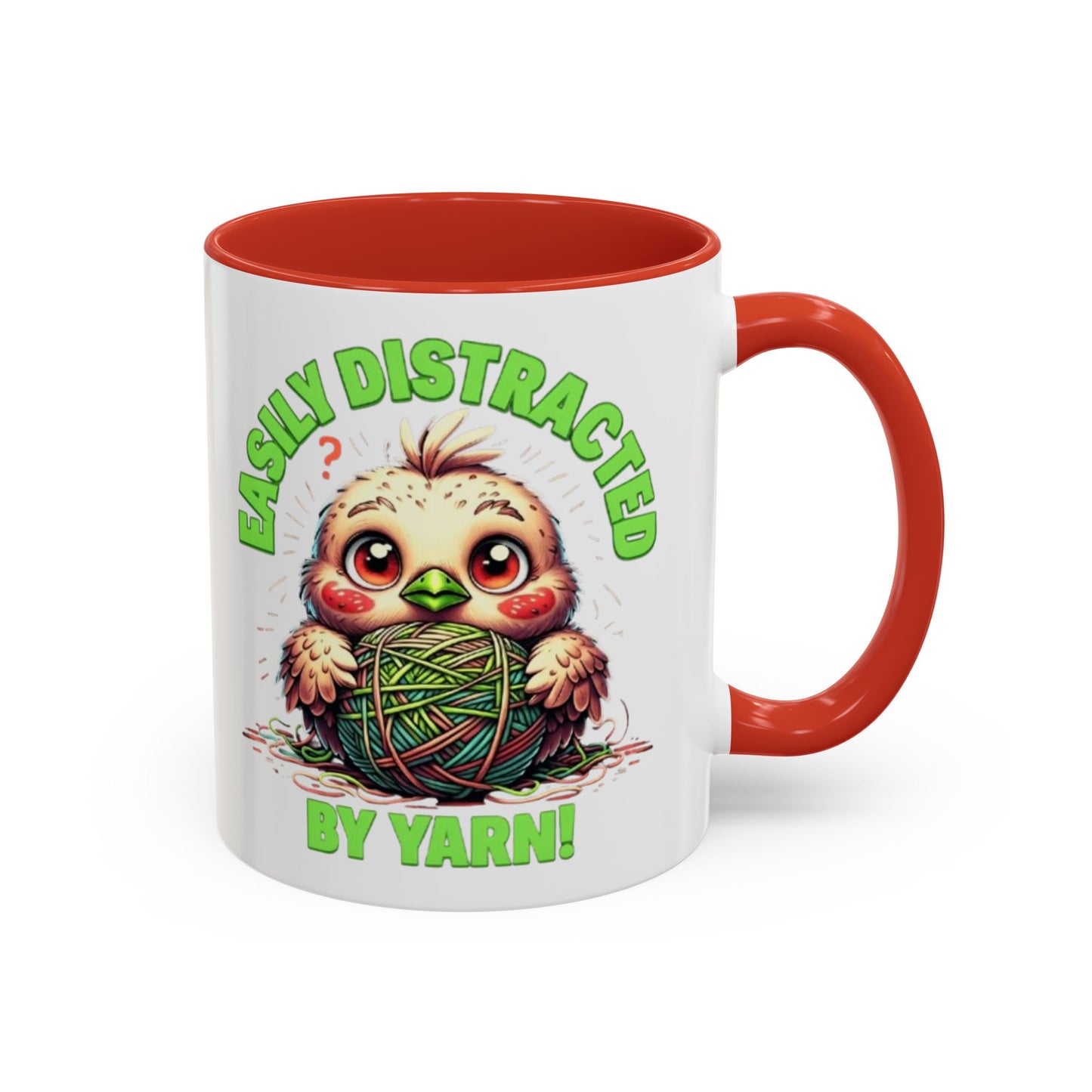 Easily Distracted Yarn Coffee Mug | Cute Animal Mug, Funny Gift for Knitters, Coffee Lover Gift, Unique Mugs for Crafters, Yarn Lover's Mug