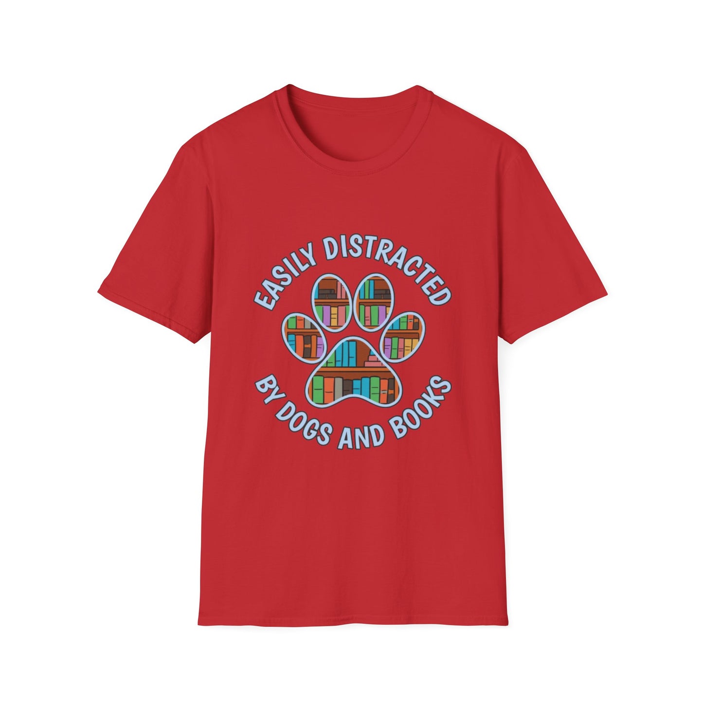 Easily Distracted by Dogs and Books T-Shirt | Unisex Softstyle Tee for Book Lovers, Dog Owners, Pet Lovers, Gifts for Readers, Cute [...]