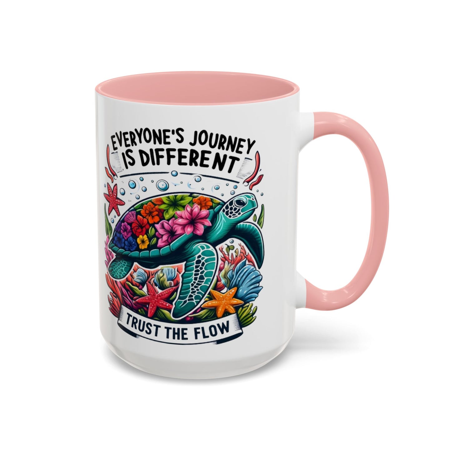 Colorful Inspirational Coffee Mug, Ocean Theme Mug, Motivational Drinkware, Turtle Design, Gift for Nature Lovers