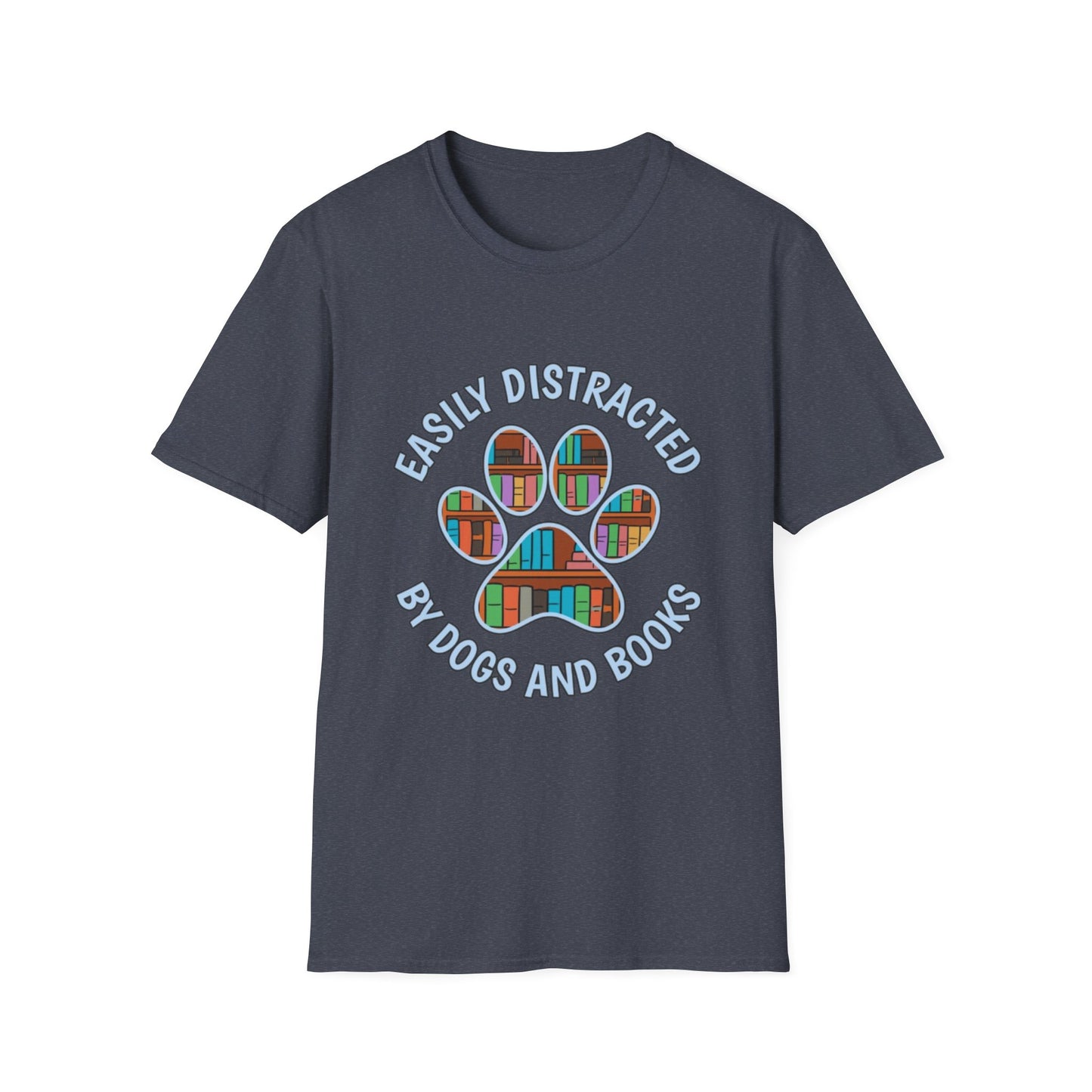 Easily Distracted by Dogs and Books T-Shirt | Unisex Softstyle Tee for Book Lovers, Dog Owners, Pet Lovers, Gifts for Readers, Cute [...]