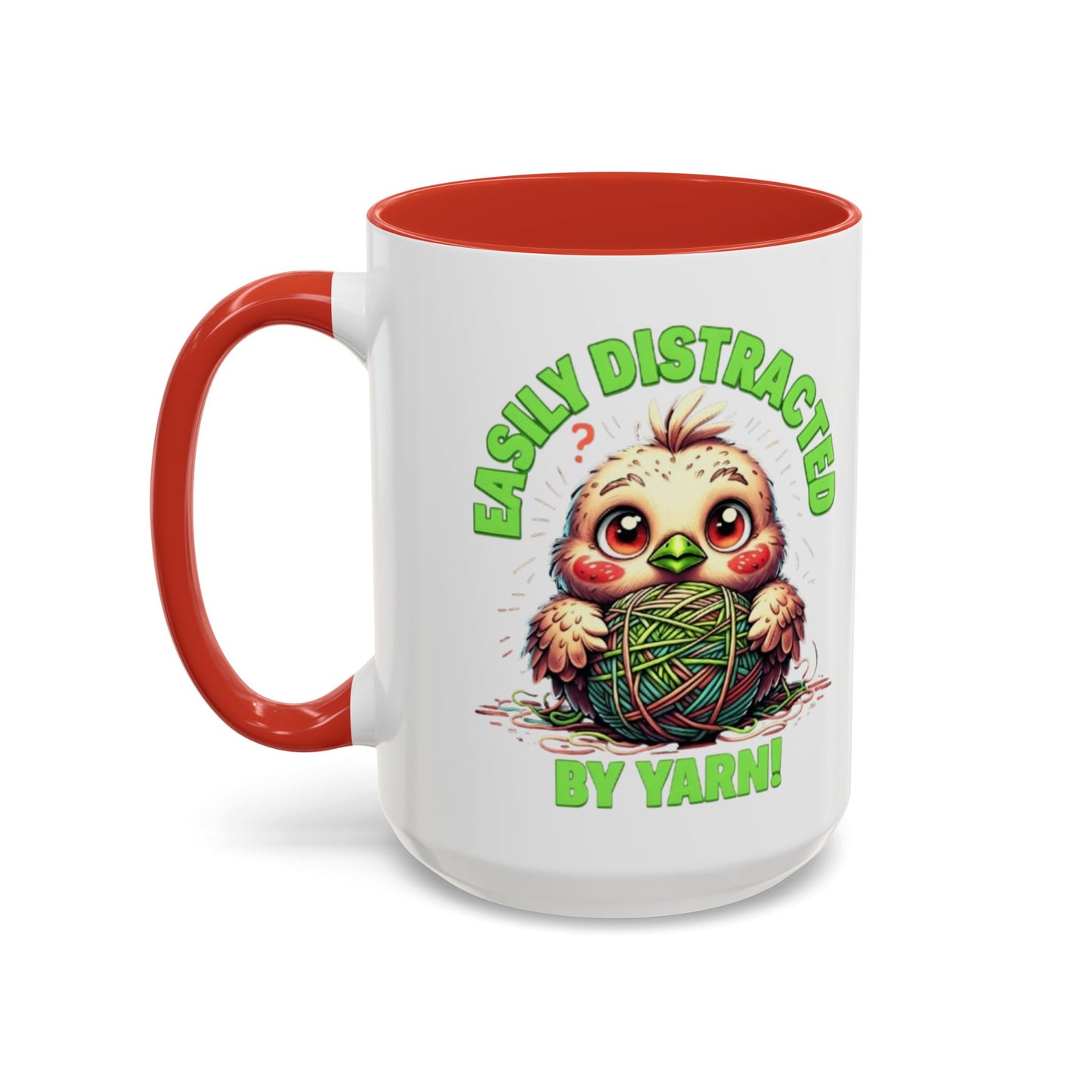 Easily Distracted Yarn Coffee Mug | Cute Animal Mug, Funny Gift for Knitters, Coffee Lover Gift, Unique Mugs for Crafters, Yarn Lover's Mug