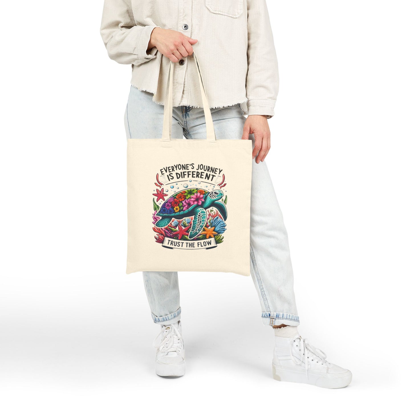 Eco-Friendly Canvas Tote Bag - "Everyone's Journey is Different | Trust the Flow" Design