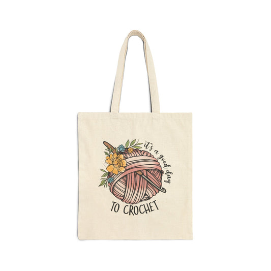 Crochet Lover's Cotton Canvas Tote Bag | Perfect for Crafters, Gift for Artists, Eco-Friendly Shopping, Yarn Storage, Birthday Gift