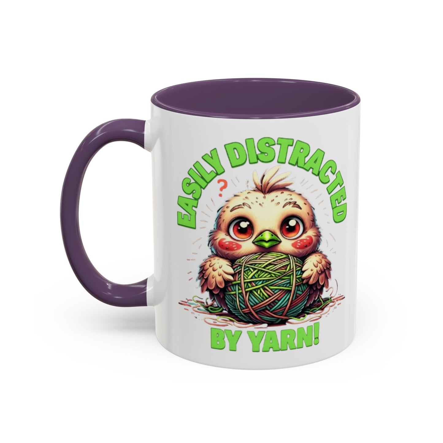 Easily Distracted Yarn Coffee Mug | Cute Animal Mug, Funny Gift for Knitters, Coffee Lover Gift, Unique Mugs for Crafters, Yarn Lover's Mug