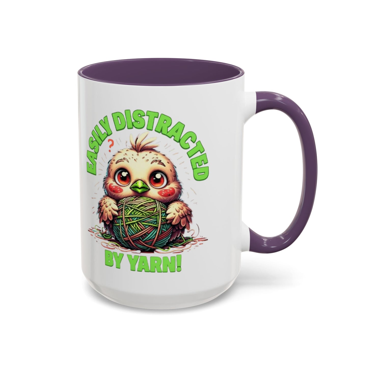Easily Distracted Yarn Coffee Mug | Cute Animal Mug, Funny Gift for Knitters, Coffee Lover Gift, Unique Mugs for Crafters, Yarn Lover's Mug