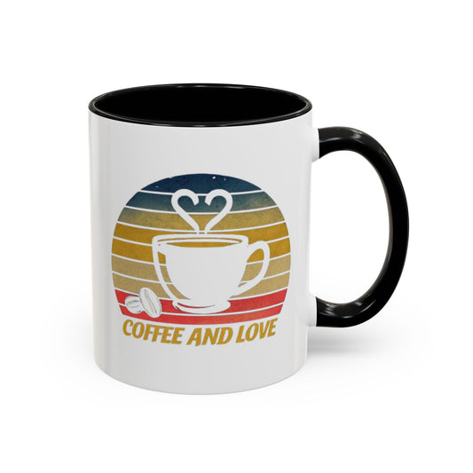 Retro Coffee and Love Mug - 11 or 15oz Accent Mug for Coffee Lovers