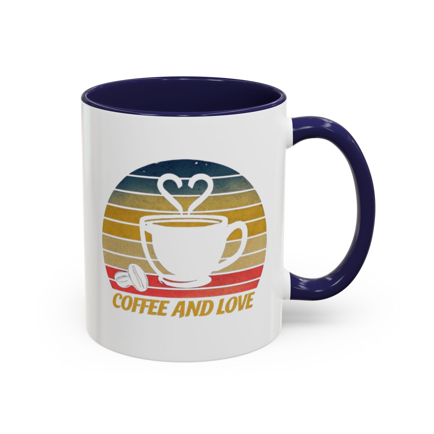 Retro Coffee and Love Mug - 11 or 15oz Accent Mug for Coffee Lovers