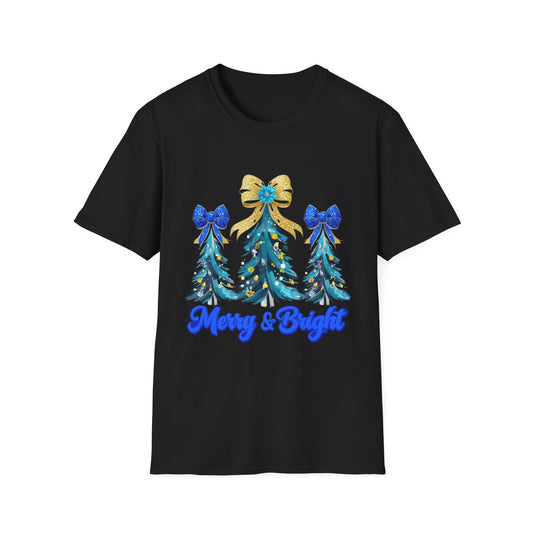 Merry & Bright Christmas T-Shirt, Unisex Holiday Tee, Festive Apparel, Christmas Party Shirt, Gift for Him or Her