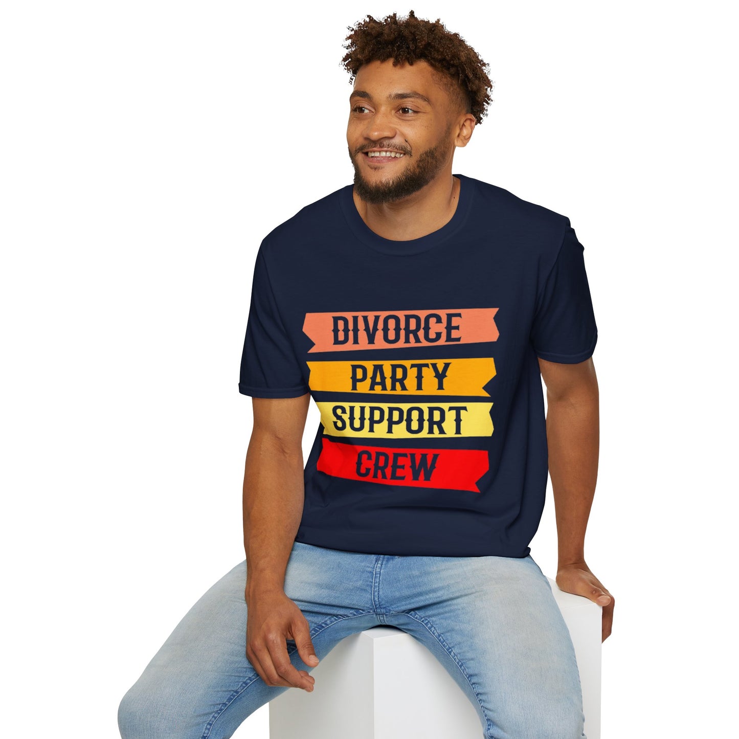 Divorce Party Support Crew T-Shirt | Unisex Softstyle Tee for Celebrating New Beginnings