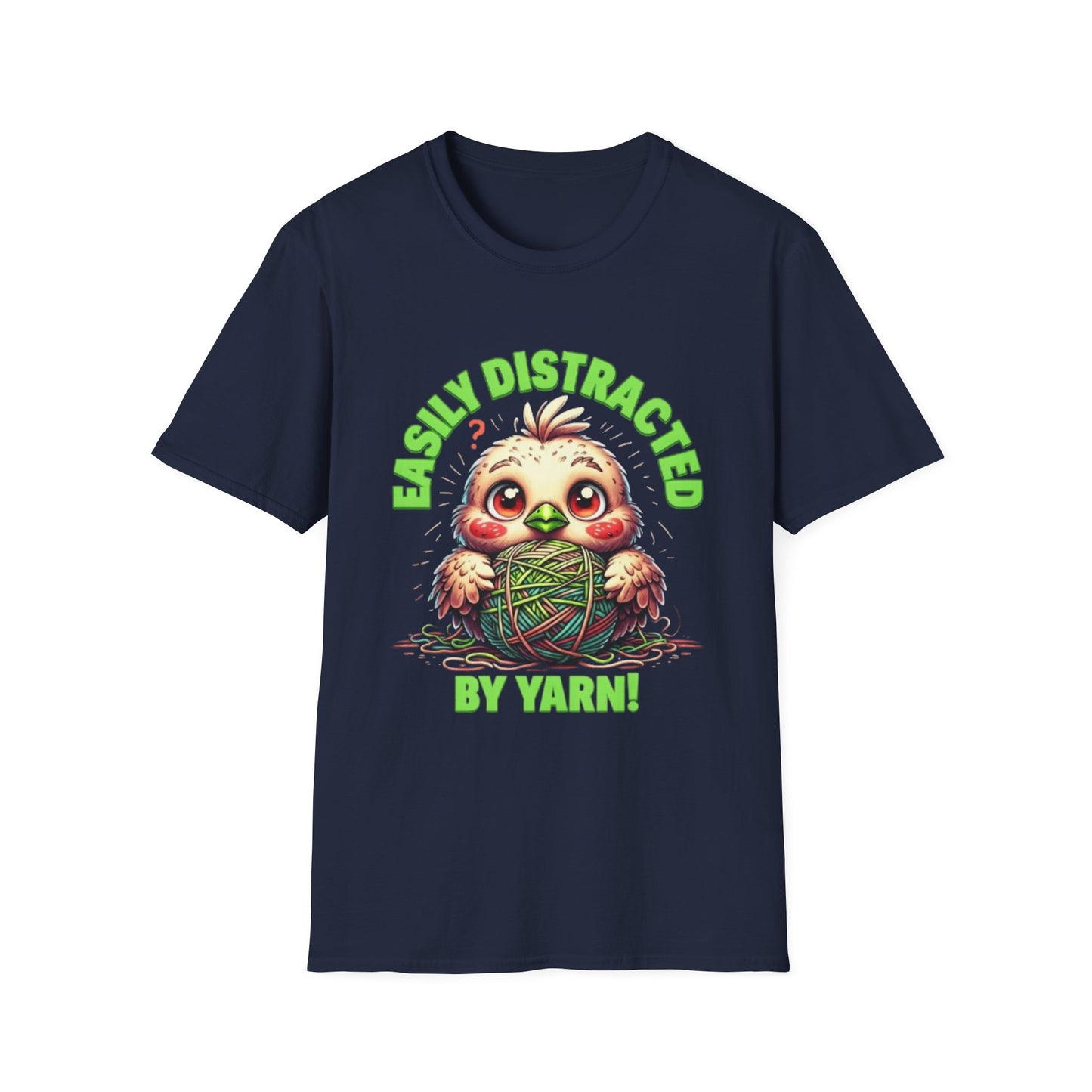 Easily Distracted by Yarn T-Shirt – Cute Unisex Softstyle Tee for Crafters