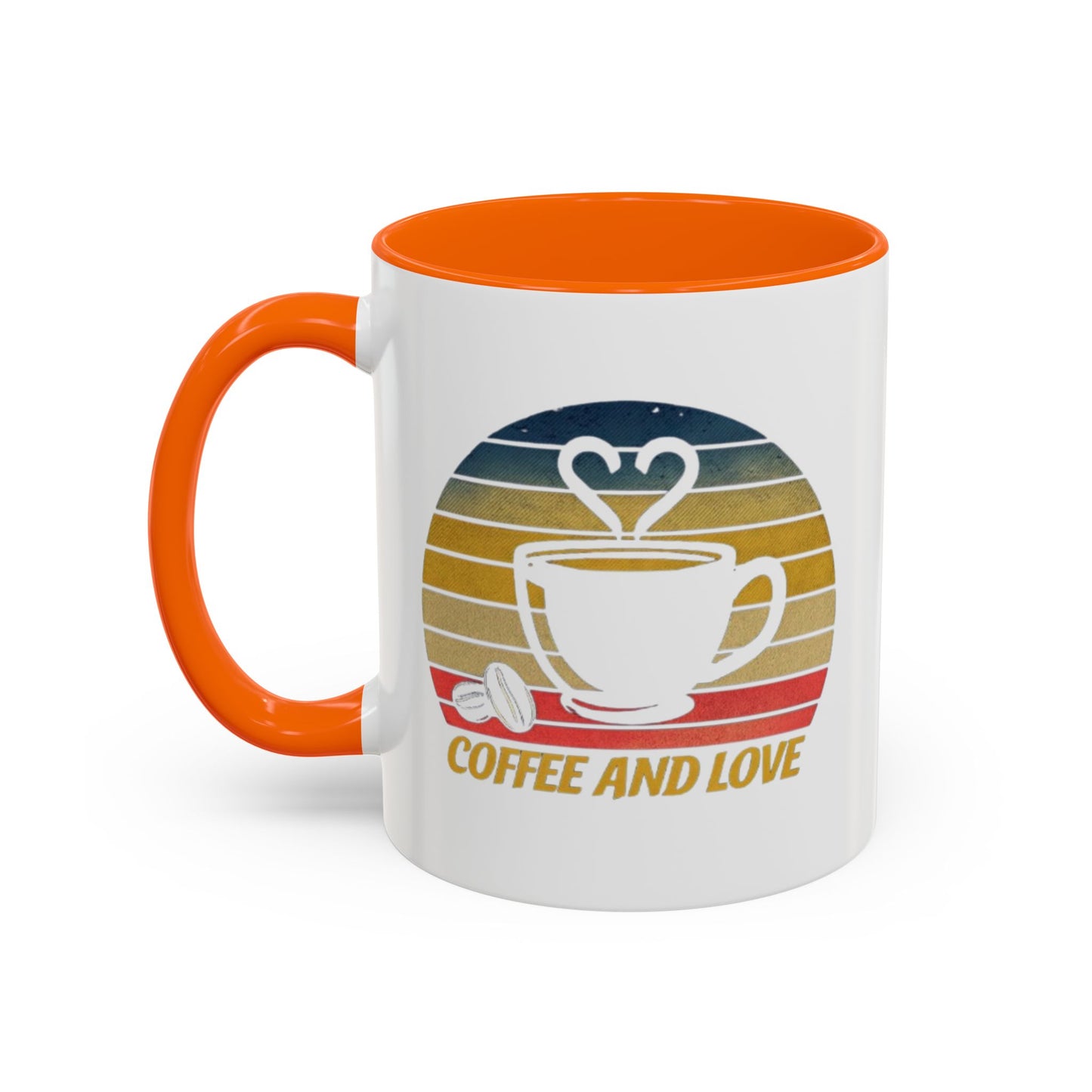 Retro Coffee and Love Mug - 11 or 15oz Accent Mug for Coffee Lovers