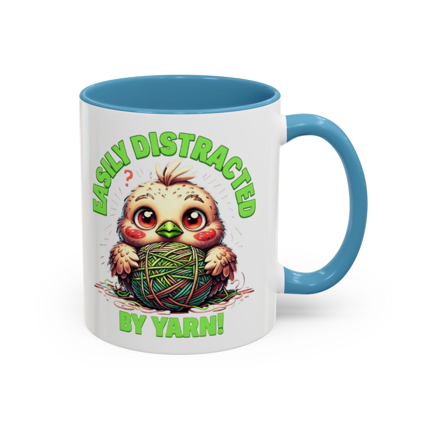 Easily Distracted Yarn Coffee Mug | Cute Animal Mug, Funny Gift for Knitters, Coffee Lover Gift, Unique Mugs for Crafters, Yarn Lover's Mug