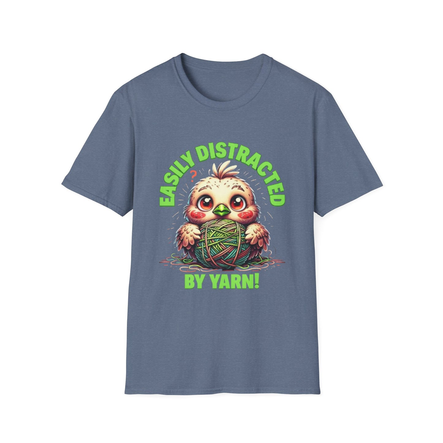 Easily Distracted by Yarn T-Shirt – Cute Unisex Softstyle Tee for Crafters