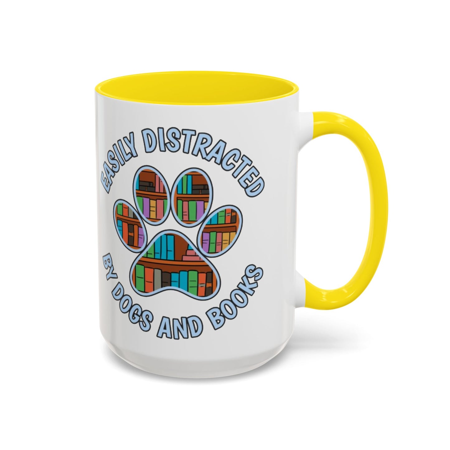 Easily Distracted Coffee Mug | Book Lovers Gift, Dog Owners Mug, Dog and Book Lover, Home Office Decor, Pet Lover Coffee Cup
