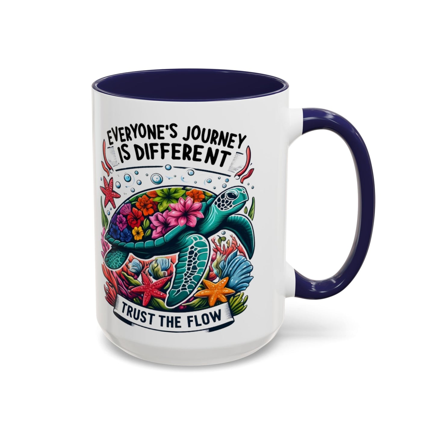 Colorful Inspirational Coffee Mug, Ocean Theme Mug, Motivational Drinkware, Turtle Design, Gift for Nature Lovers