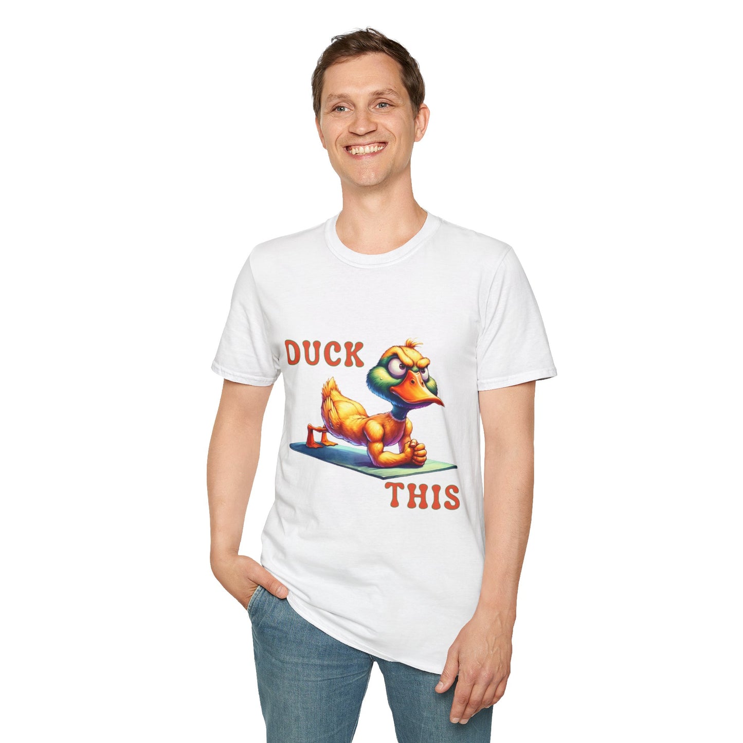 Funny Duck Gym Unisex Softstyle T-Shirt - Perfect for Fitness Lovers & Gift Giving