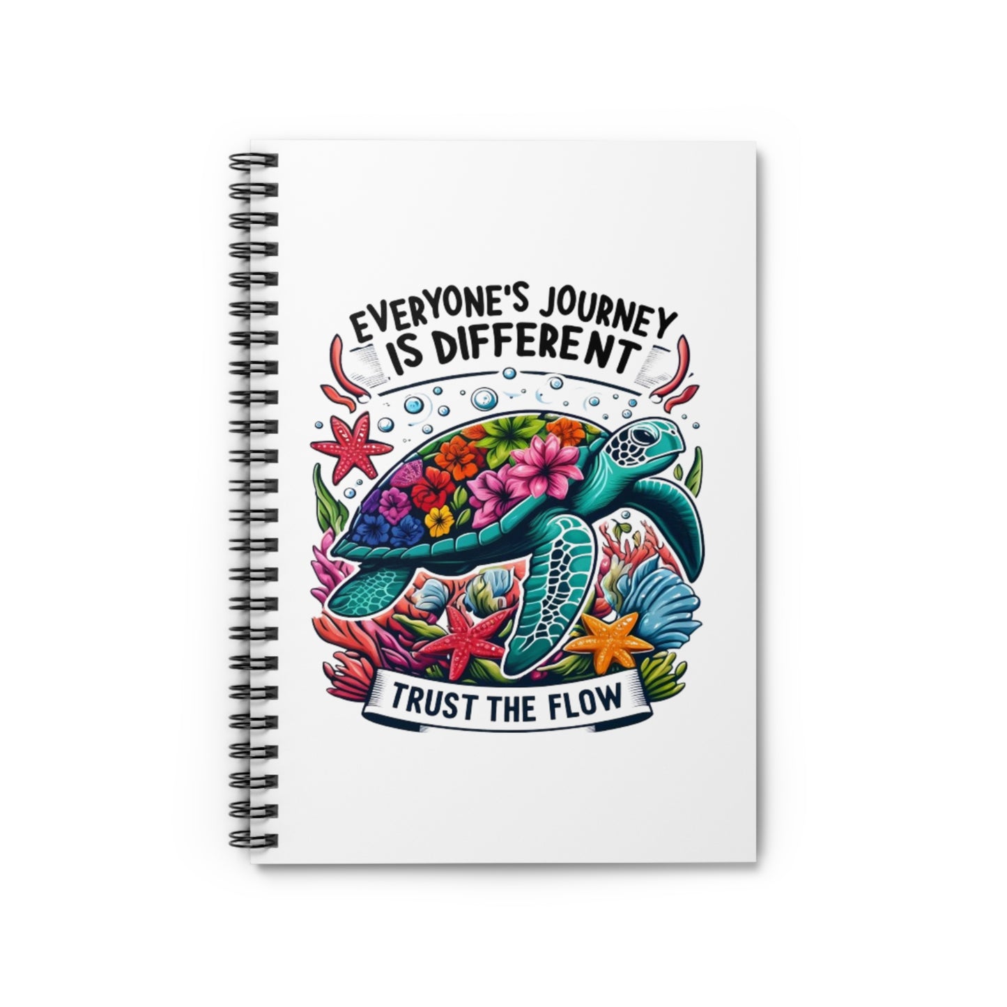 Tropical Turtle Spiral Notebook - Trust the Flow, Inspirational Gifts, Journals for Students, Cute Stationery, Eco-Friendly Notebooks