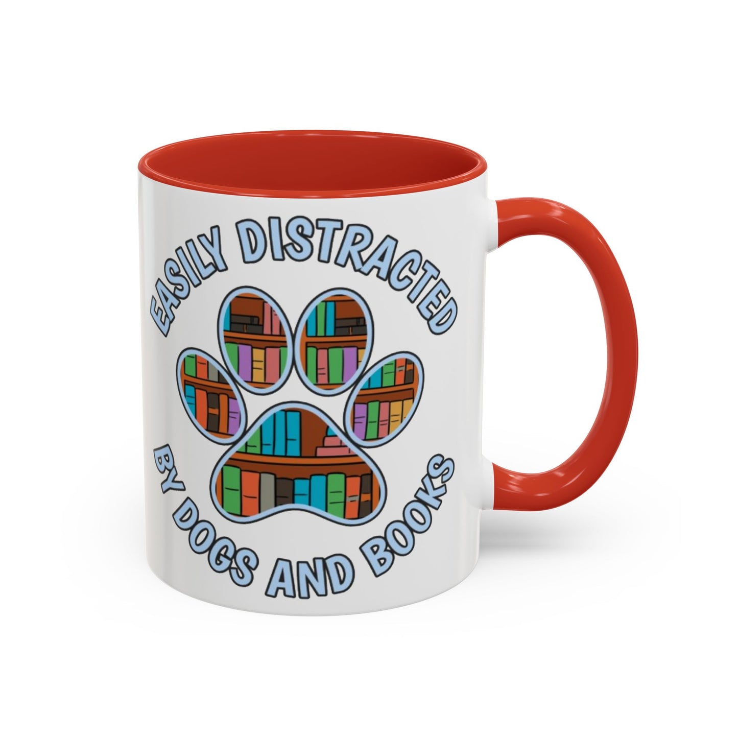 Easily Distracted Coffee Mug | Book Lovers Gift, Dog Owners Mug, Dog and Book Lover, Home Office Decor, Pet Lover Coffee Cup