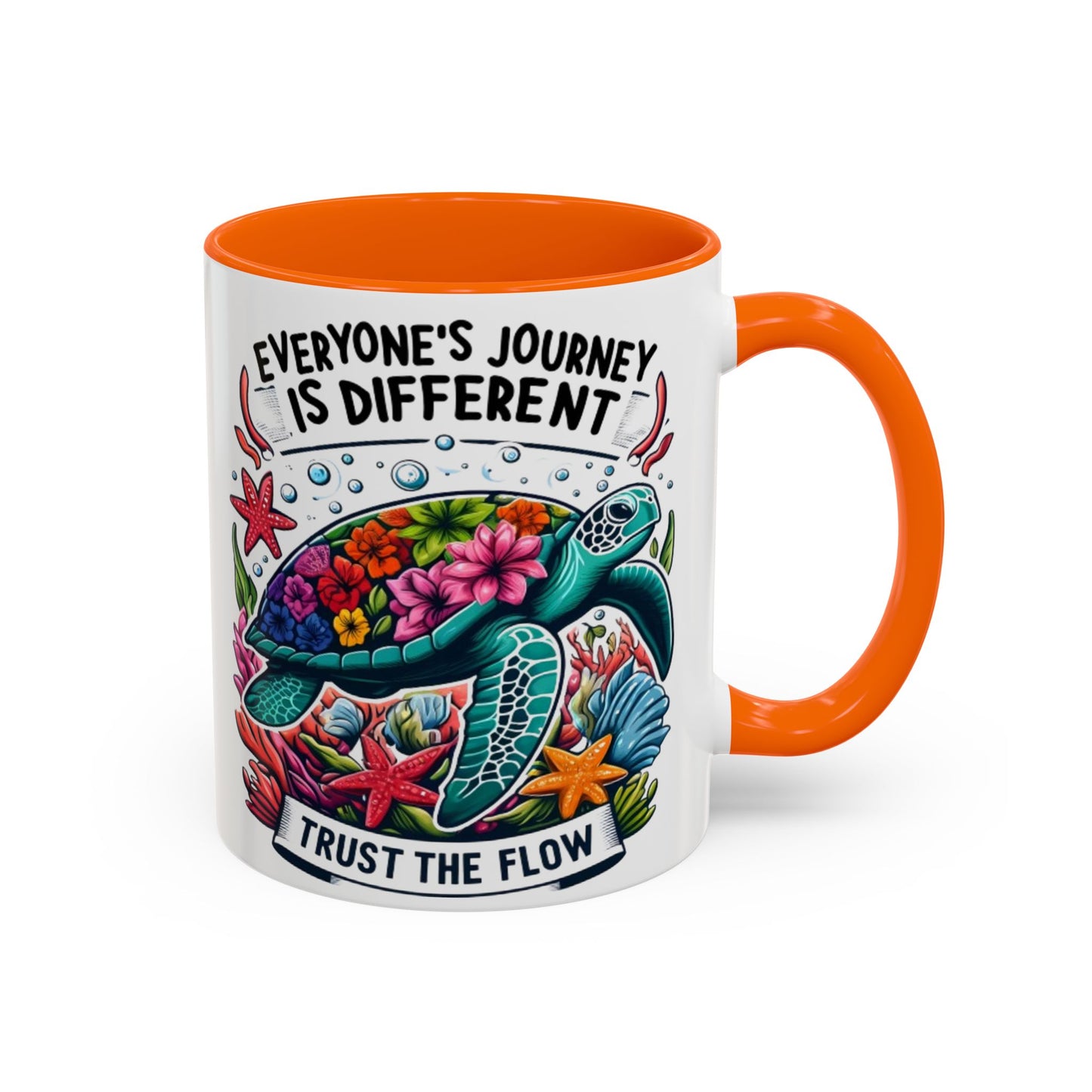Colorful Inspirational Coffee Mug, Ocean Theme Mug, Motivational Drinkware, Turtle Design, Gift for Nature Lovers