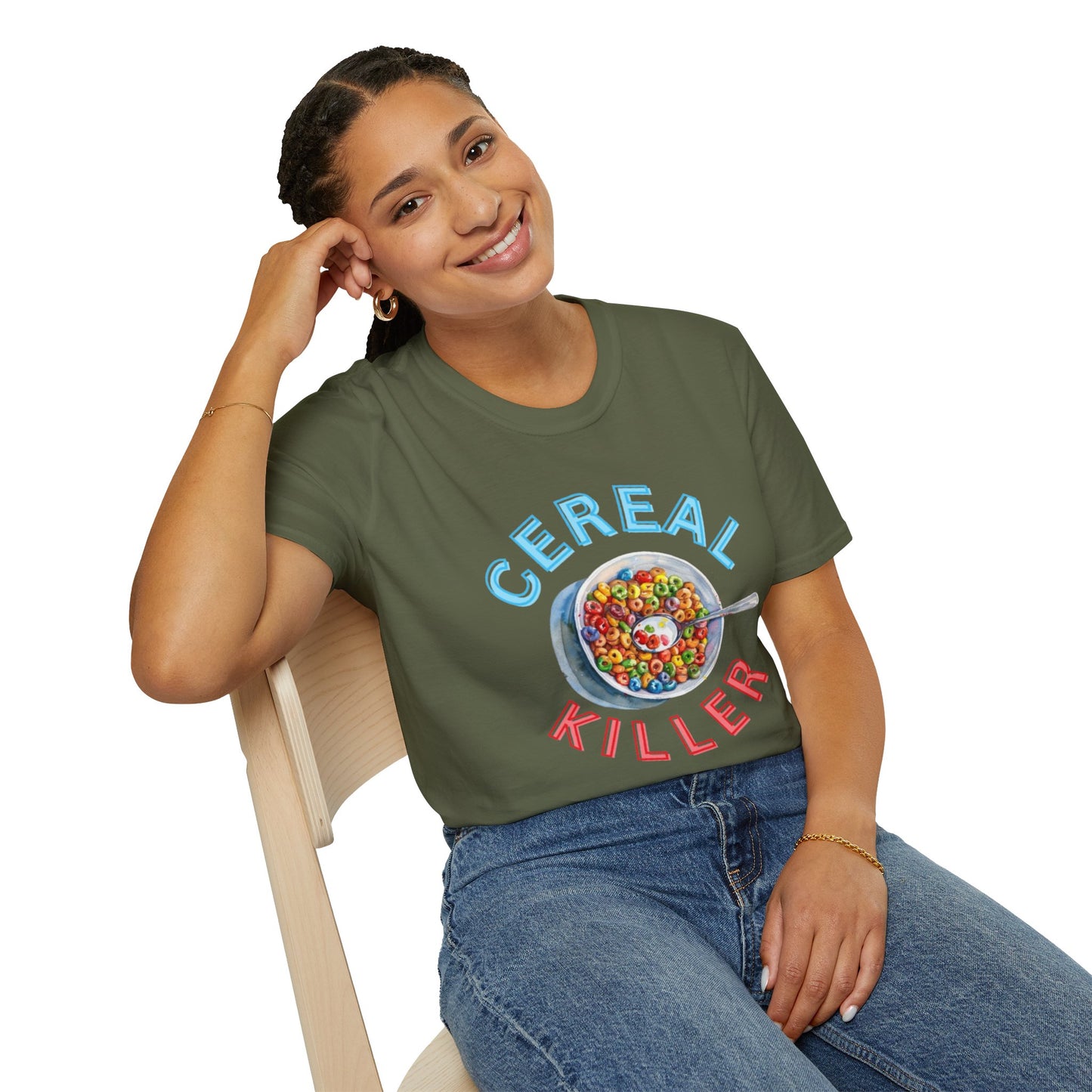 Cereal Killer Unisex Softstyle T-Shirt - Fun Humor Tee for Breakfast Lovers