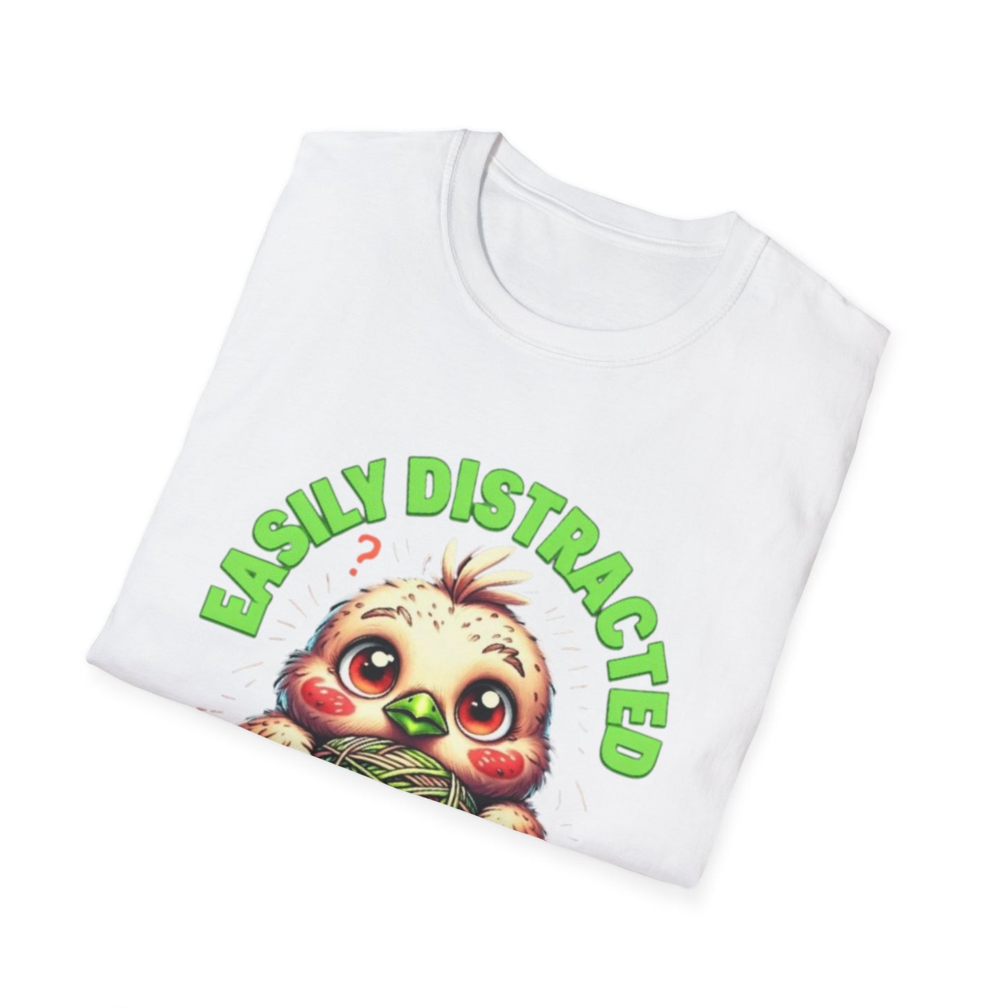 Easily Distracted by Yarn T-Shirt – Cute Unisex Softstyle Tee for Crafters