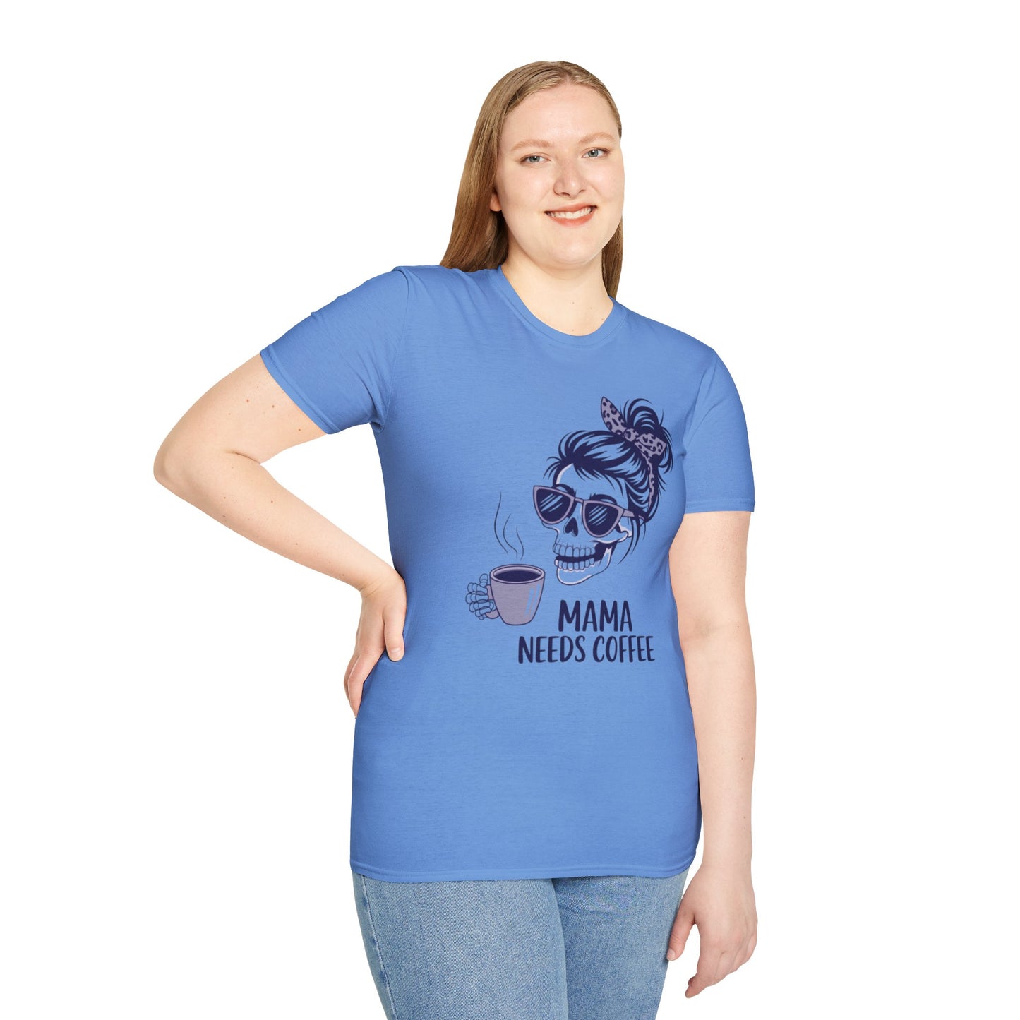 Mama Needs Coffee Unisex Softstyle T-Shirt - Fun Casual Tee for Coffee Lovers